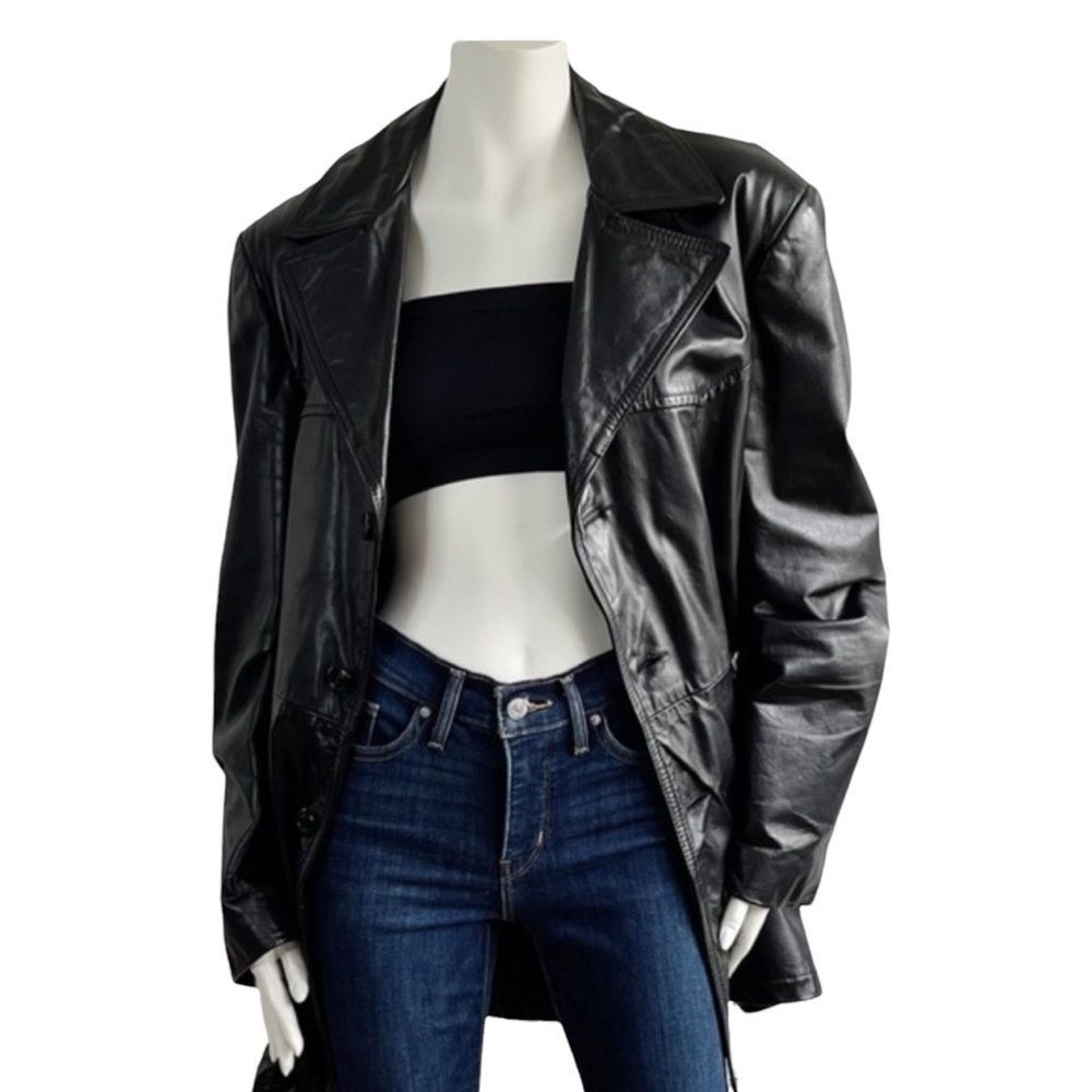 Vintage Biker Core Baddie Oversized Leather Soft Blazer Jacket